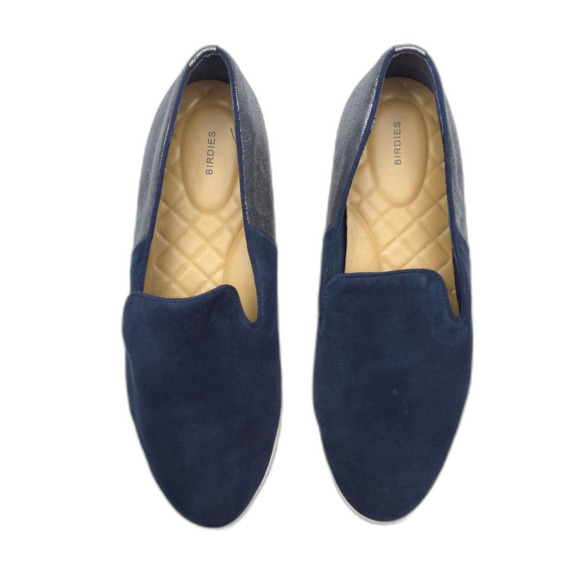 BIRDIES Slip-On Sneaker Night Sky Suede Metallic Sparkle Navy Casual Preppy Boho - Picture 3 of 9